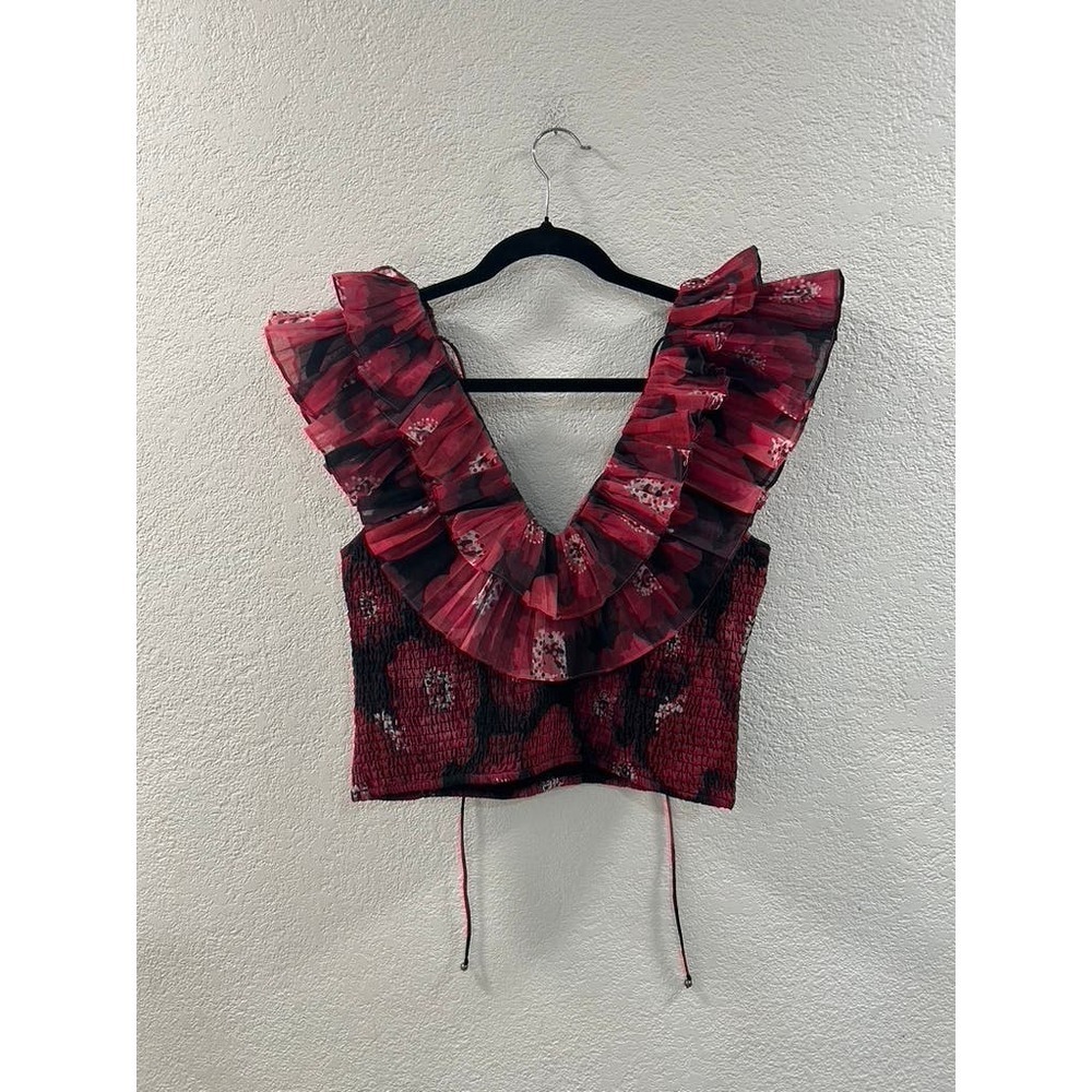 Anthropologie Red Ruffled Blouse - Picture 6 of 7